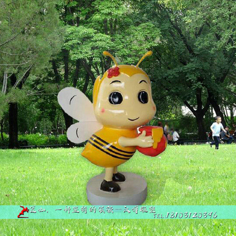 景观彩绘小蜜蜂雕塑户外园林卡通动物雕像大型玻璃钢仿铜雕塑品