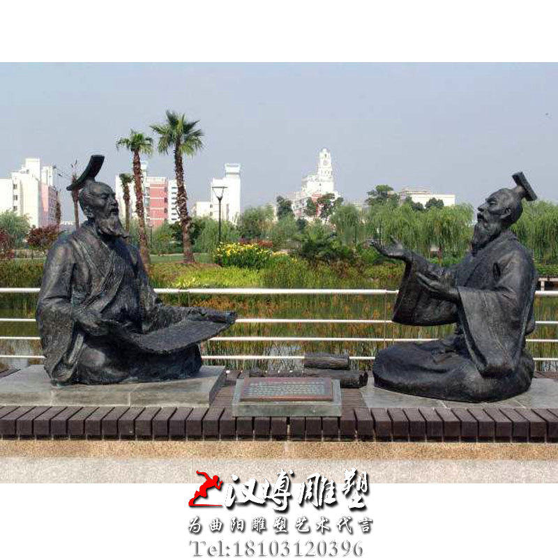 古代人物雕塑下棋雕塑玻璃钢雕塑制作铸铜材质雕塑城市景观雕塑