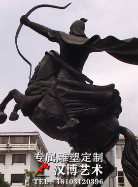 骑马玻璃钢古代景观人物雕塑