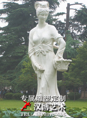 荷花仙子石材雕刻摆放园林汉白玉