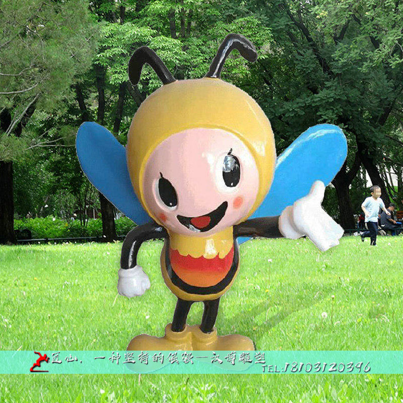 彩绘小蜜蜂雕塑景观园林卡通动物雕像城市户外大型玻璃钢雕塑品
