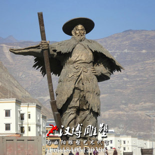 大禹治水古代神话人物玻璃钢制作铜雕人物广场城市景观景区摆放