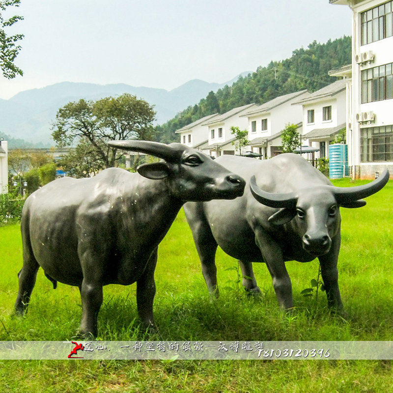 玻璃钢铸铜雕塑定制园林景观水牛主题雕像广场大型艺术品铜雕加工