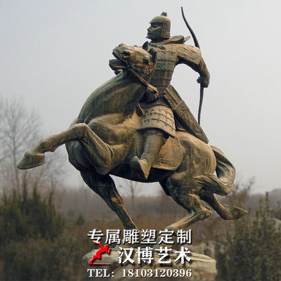 骑马玻璃钢摆放园林人物雕塑