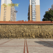 玻璃钢人物浮雕铜雕城市景观园林户外背景墙广场公园景观小品雕塑