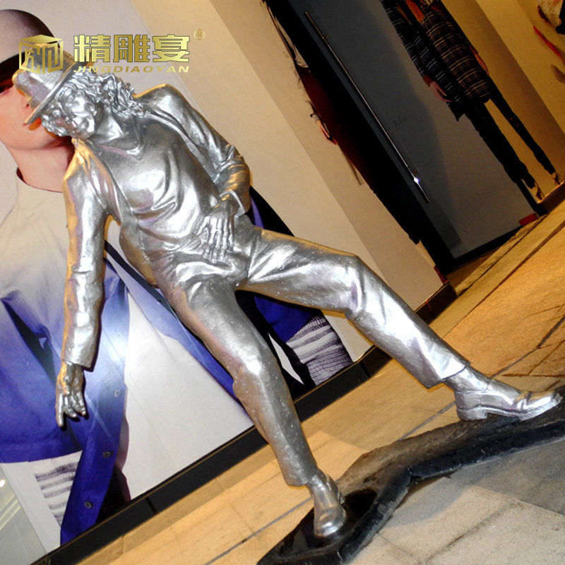 户外景观杰克逊人物雕塑城市广场玻璃钢仿铜名人雕像制作大型铜雕