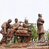 走西口主题铜雕塑玻璃钢一家人走口外情景小品民俗步行街广场景观