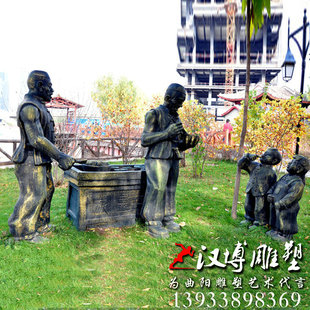 兰州特色灰豆子商贩叫卖雕塑美食街小吃街景观铸铜民俗人物铜雕