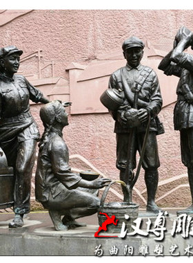 玻璃钢长征精神军民一心纪念仿铜