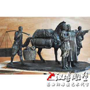 玻璃钢古代人物雕塑茶马古道马帮商贩运输铜雕定制大型户外景观