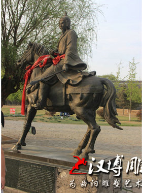 铸铜骑马人雕塑古代骑大将军铜雕玻璃钢英雄人物雕塑定制园林景观