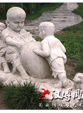 拔萝卜小孩雕塑校园景观铸铜定制