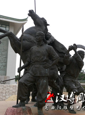 大型户外玻璃钢古代骑马园林景观