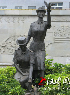 玻璃钢人物雕像部队仿铜定制