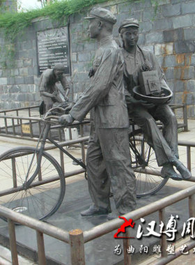 旅游景区爱情主题骑自行车铸铜