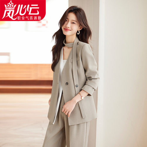 新款岚心云女短袖职业西服西裤正装套装酒店前台工作服女8907