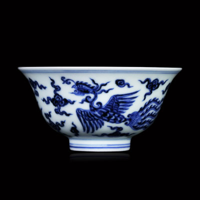 辛卯春风祥玉 2011年纪年款仿明青花 凤纹撇口杯景德镇主人杯茶杯