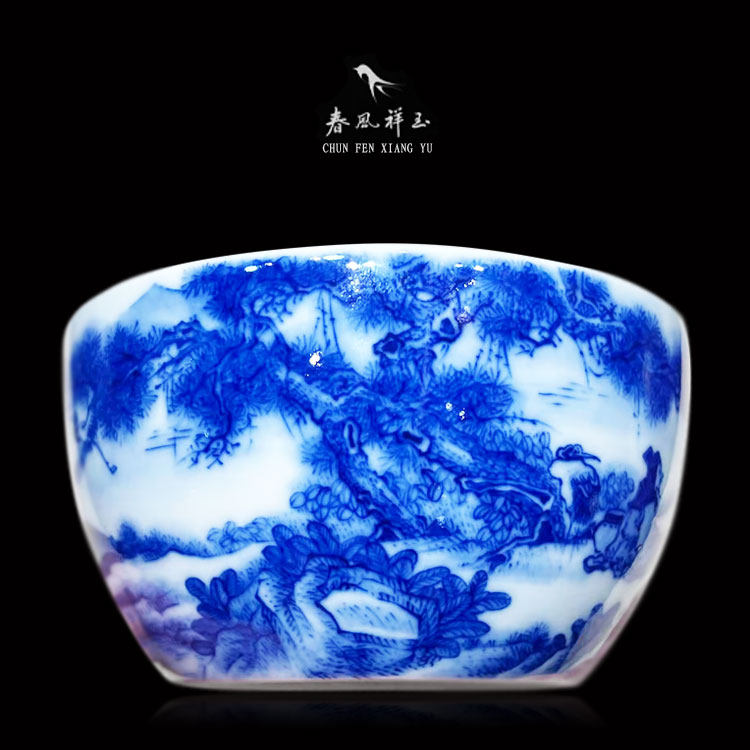 春风祥玉旗舰店 邹俊窑重工细路青花山水人物卧足缸杯 茶杯主人杯,餐饮具,茶杯,淘宝优惠券,粉丝福利购,淘宝优惠卷