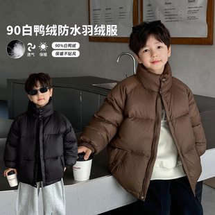 童酷2025儿童冬款湖州织里童装防水纯色90白鸭绒立领男童羽绒服