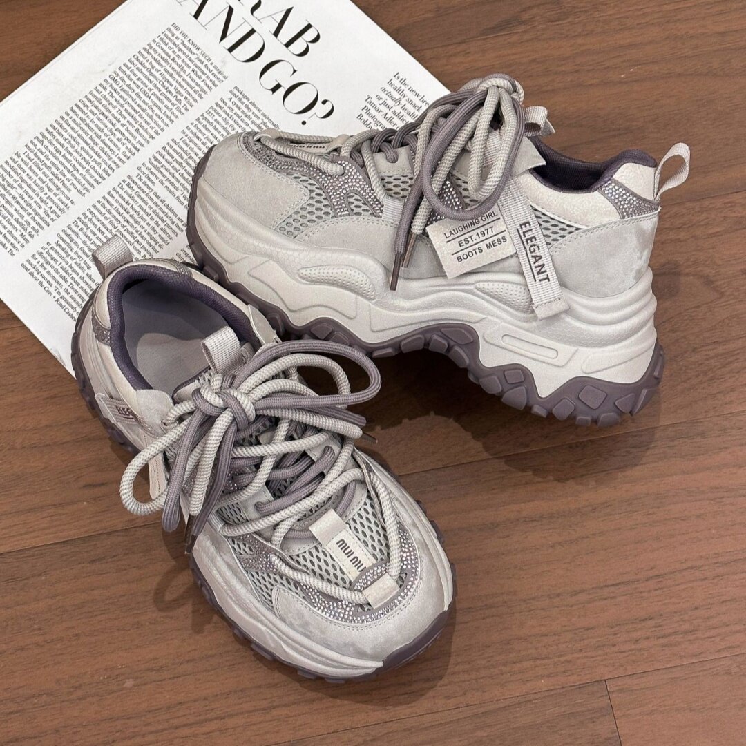 欧洲站厚底显脚小轻便老爹鞋女2026春款小个子增高透气休闲运动鞋