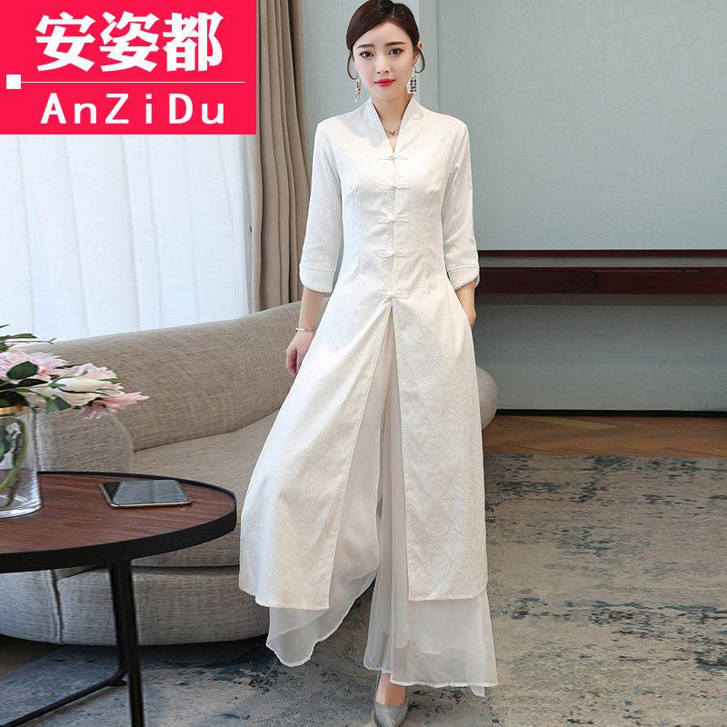 茶服女春夏禅意女装复古禅服中国风汉服改良旗袍上衣中式唐装套装