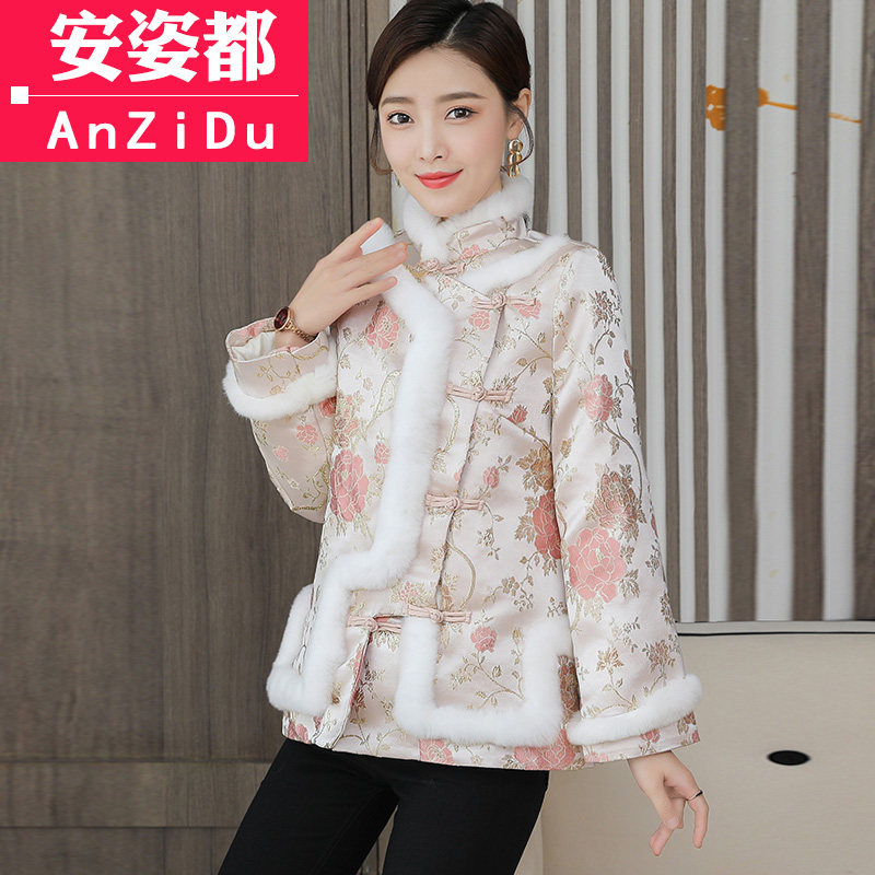 中国风女装夹棉唐装棉袄冬复古汉服改良加棉旗袍上衣中式棉衣外套