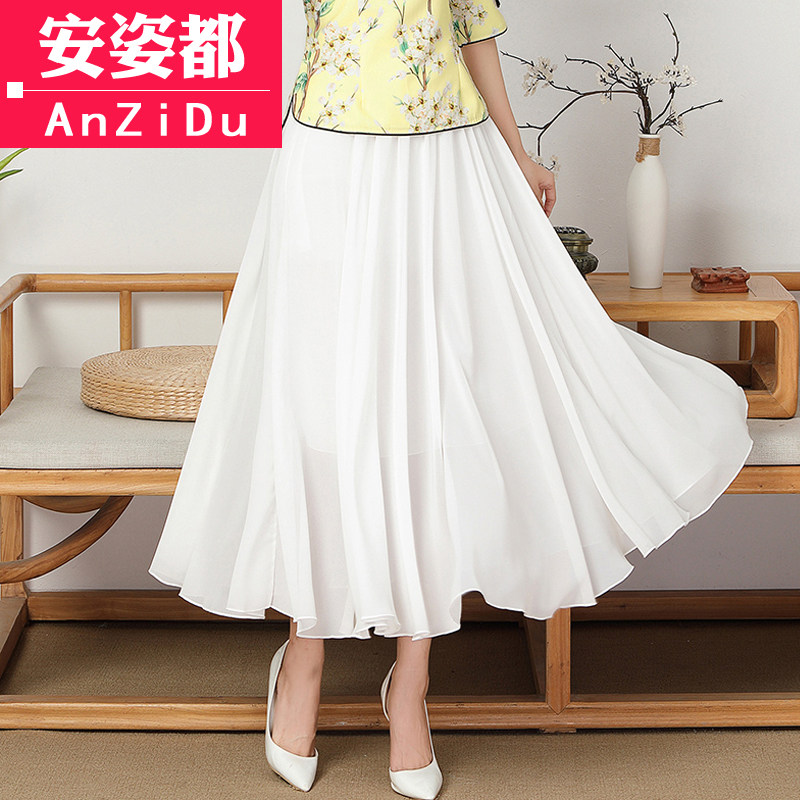 夏季2019新款中國風女裝複古仙女裙雪紡半身裙中長款裙子大擺長裙在類目 女裝/女士精品, 半身裙中 - 來自Buy2taobao.com提供專業的淘寶代購服務
