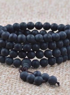 越南土沉手串螺丝纹工艺老料佛珠沉水沉香8mm108颗香手链男士手串