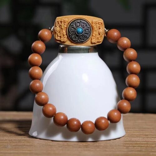 芭比檀香老型珠DIY六字箴言款手链时来运转檀木香味装饰手串念珠