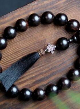 黑檀手持长串紫光檀乌木沉香木老料佛珠男女情侣文玩小叶紫檀车挂