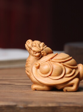 崖柏木雕龙龟手把件木质文玩