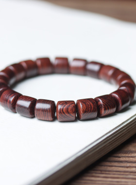 缅甸紫油梨手串黄花梨佛珠紫花梨念珠男女手链直切老型桶珠绕指柔