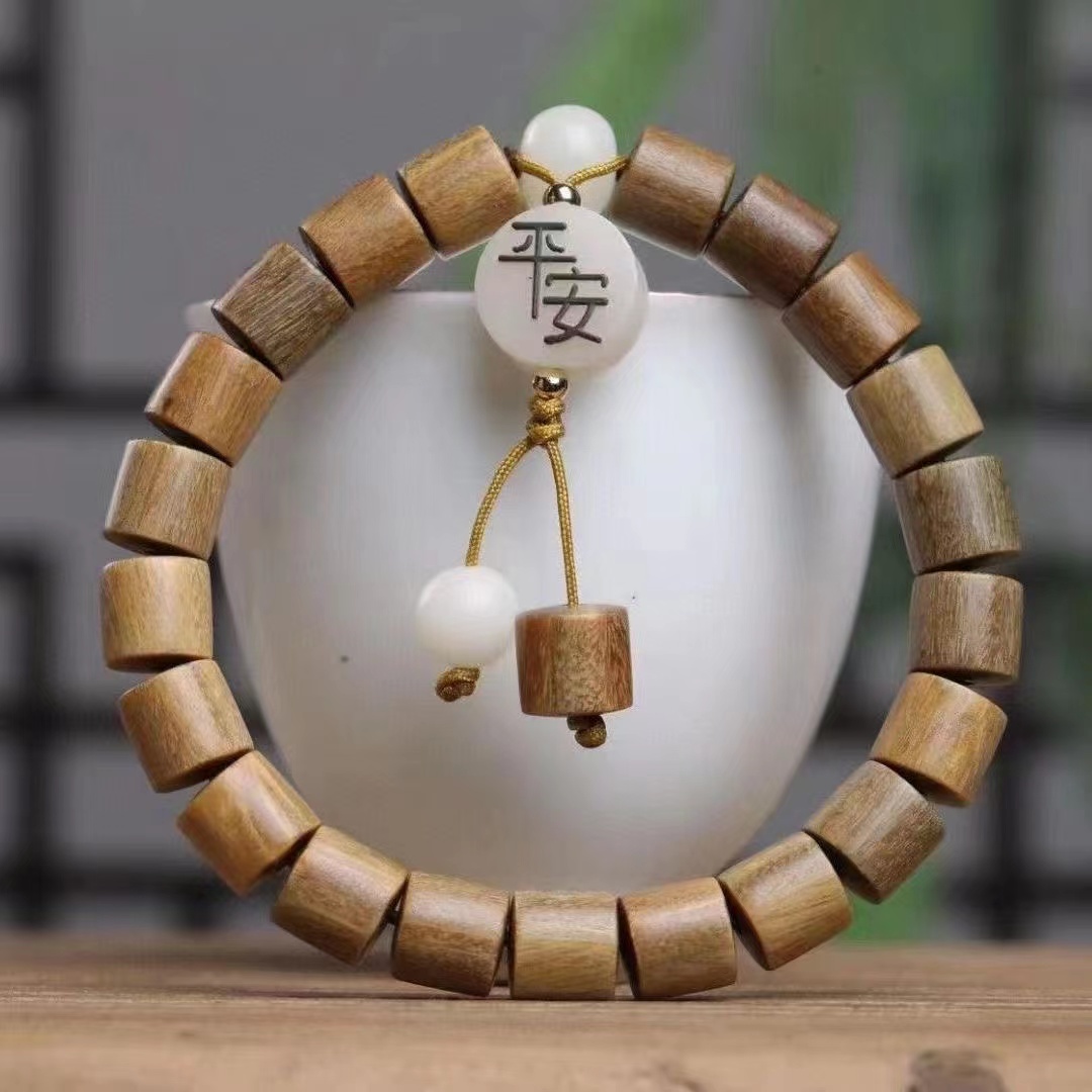 绿檀木芭比檀香桶珠尺寸0.8厘米手链16厘米手围男女情侣手串