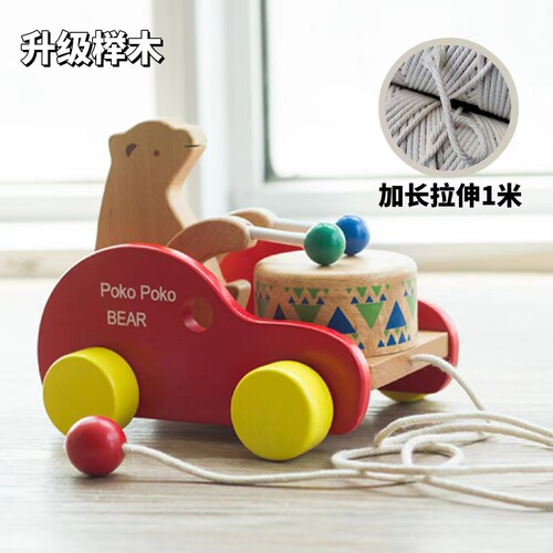 幼儿1-3岁爬行榉木敲鼓车