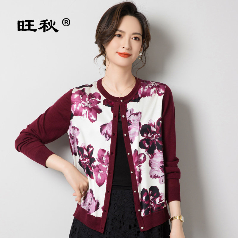 旺秋妈妈装春夏装新款桑蚕丝针织中老年女装