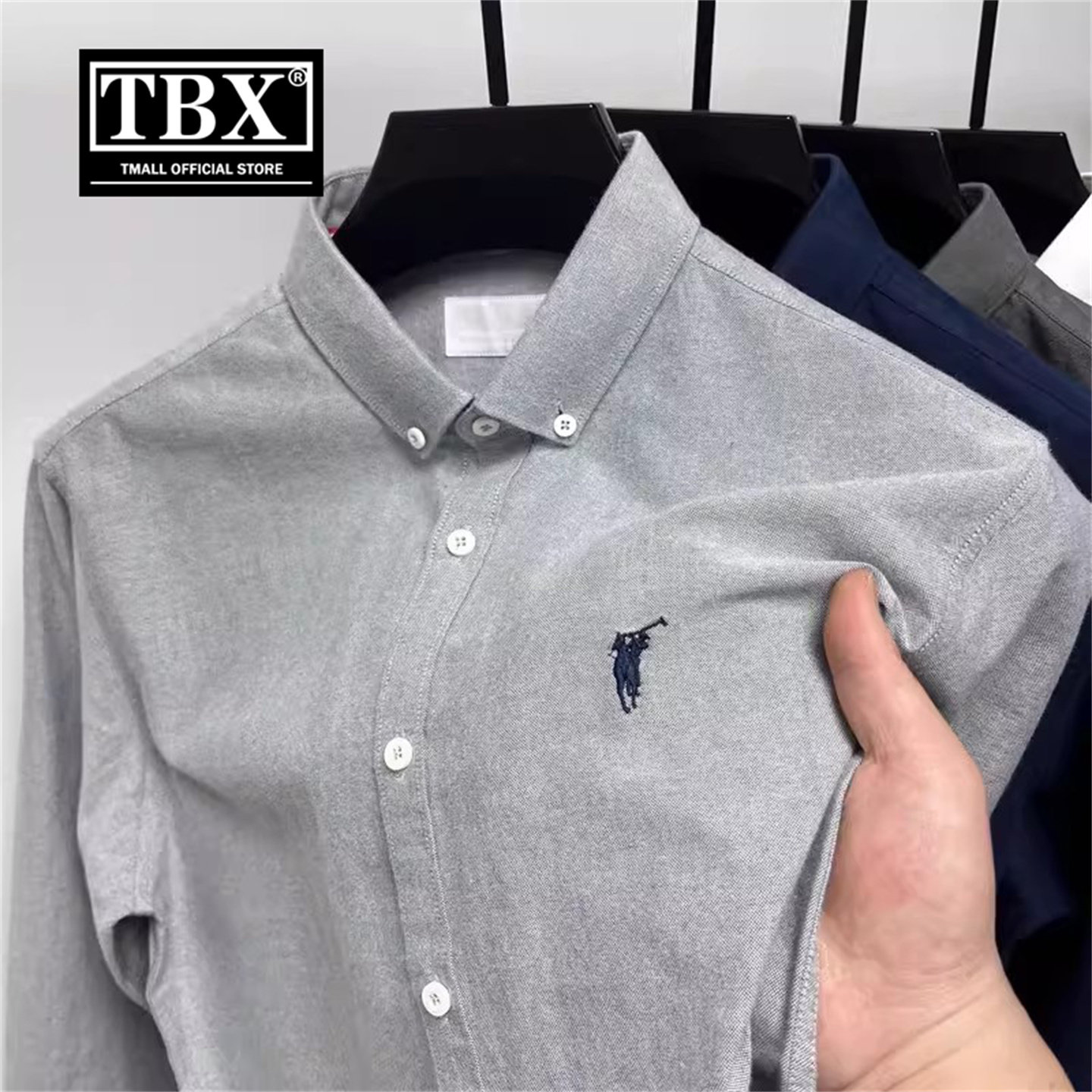 高端纯棉小马标长袖衬衫男士2026新款春秋季商务刺绣保罗衬衣男款