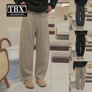 老钱风弯刀休闲裤子男士2025新款秋冬季加绒加厚男裤直筒卫裤男款