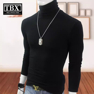 纯棉高领打底衫男士2025新款秋冬季加绒修身保暖内衣长袖t恤男款
