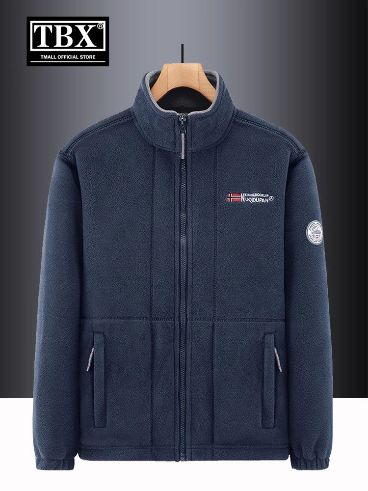 高端双面摇粒绒外套男士2025新款秋冬季加绒加厚抓绒卫衣男款夹克