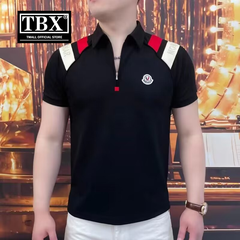 高端半拉链polo衫男士短袖T恤2025新款欧货夏季修身翻领保罗男款