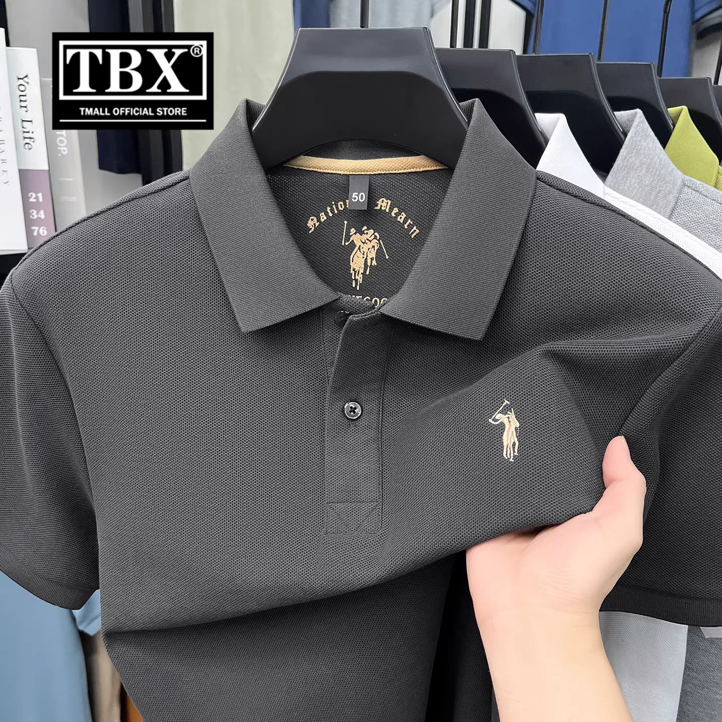 高端保罗纯棉polo衫男士短袖t恤2026新款春夏季战马刺绣翻领男款