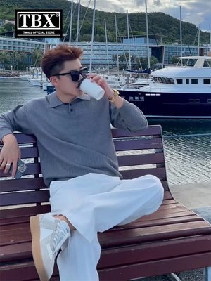 老钱风polo衫男士长袖T恤2025新款春秋季高级感翻领针织卫衣男款