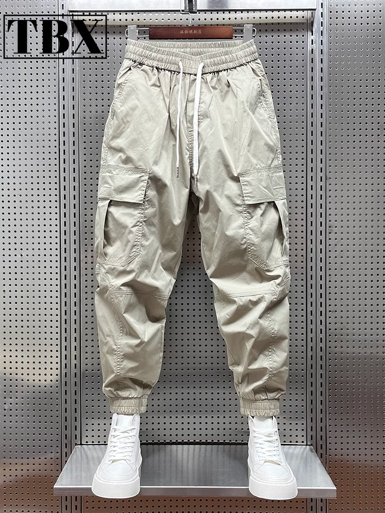 高端工装裤男士夏季薄款2024新款男裤束脚休闲裤子男款九分裤春秋