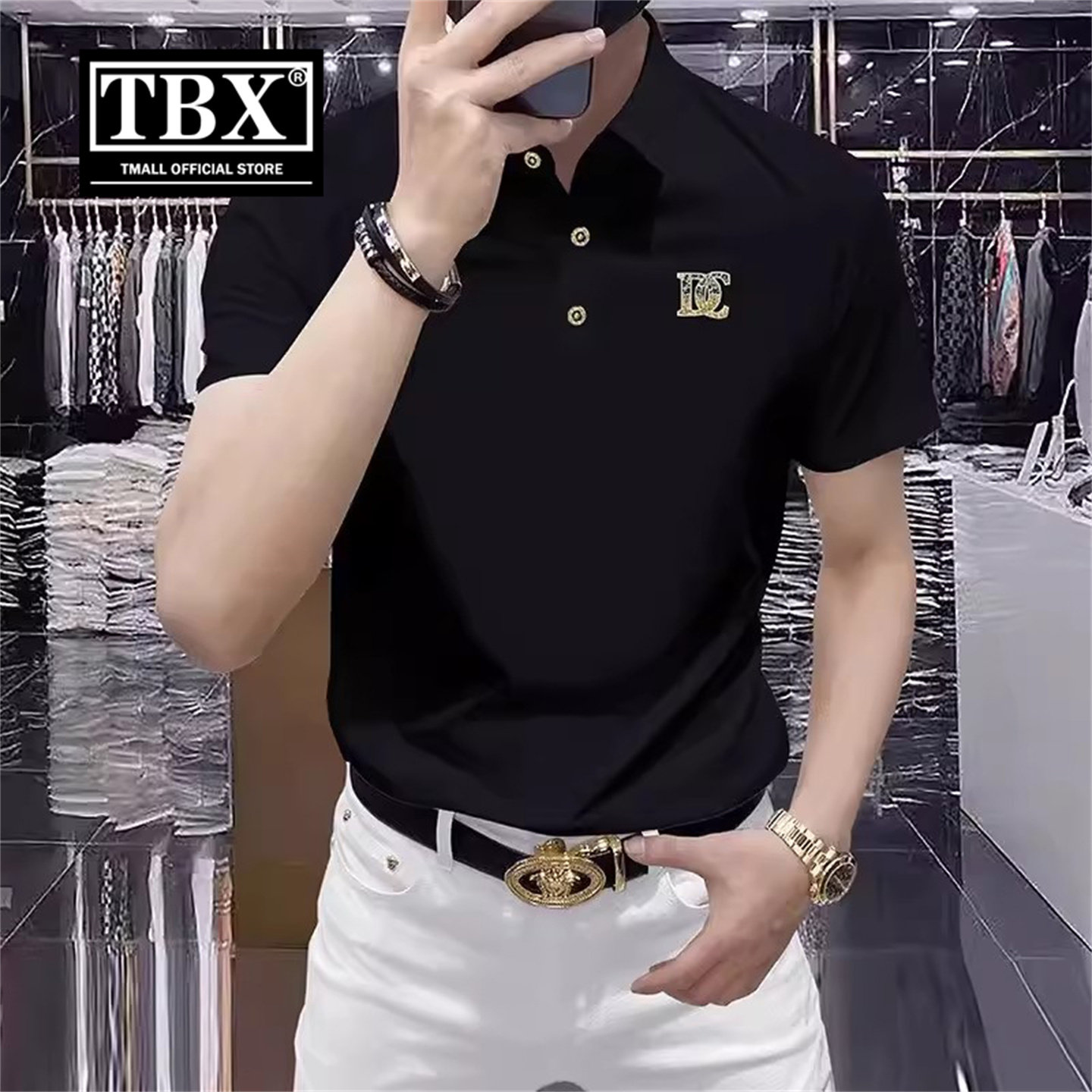 高端欧货冰丝polo衫男士短袖t恤2026新款春夏季商务翻领上衣男款图片
