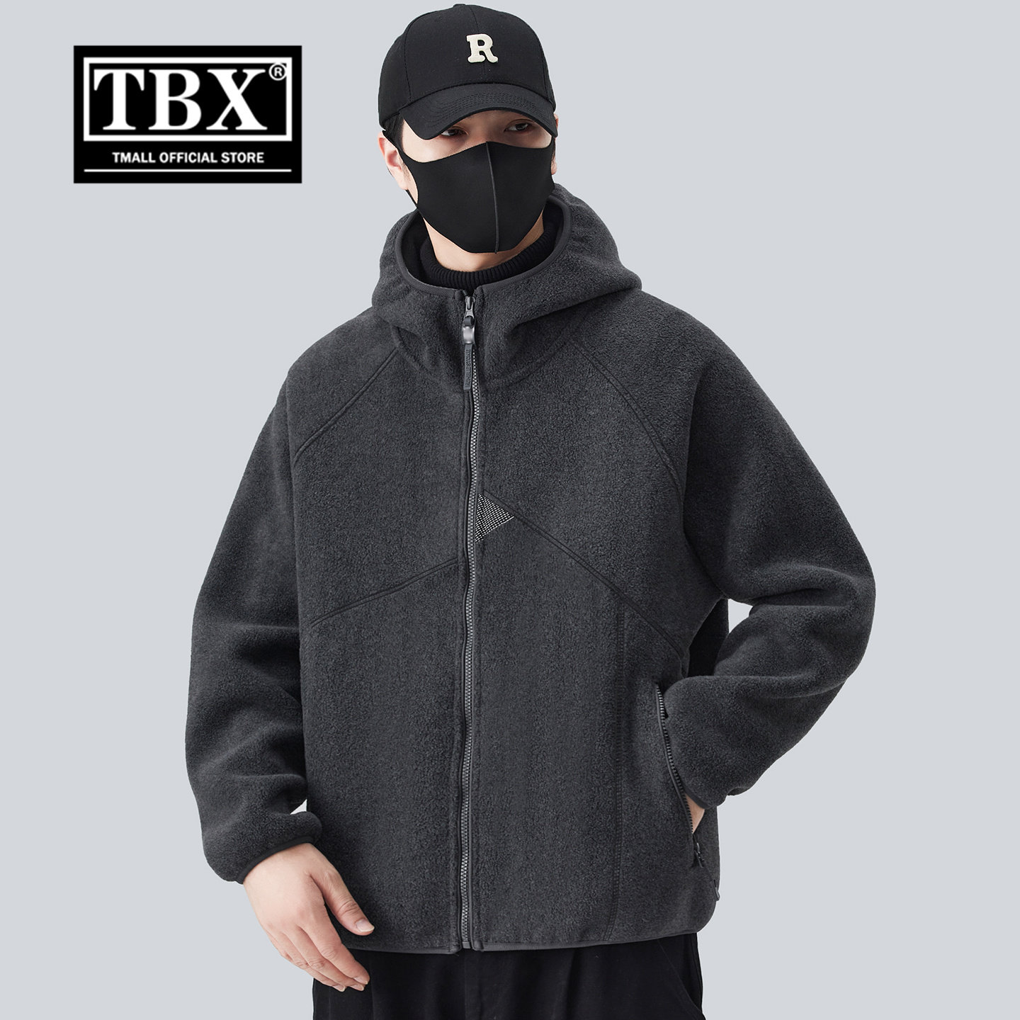 双面摇粒绒连帽外套男士2025新款冬季加绒加厚抓绒衣夹克男款冬装