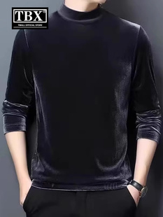 金丝绒卫衣男士2025新款秋冬季加绒加厚双面绒打底衫长袖T恤男款