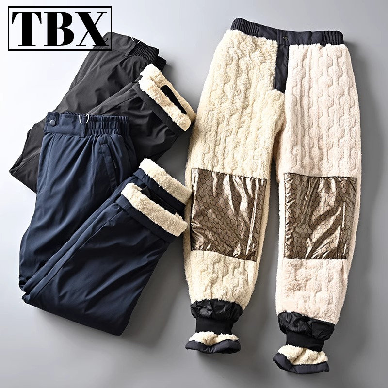 羊羔绒棉裤男士冬季2025新款加绒加厚雪地防水休闲冲锋男裤子男款