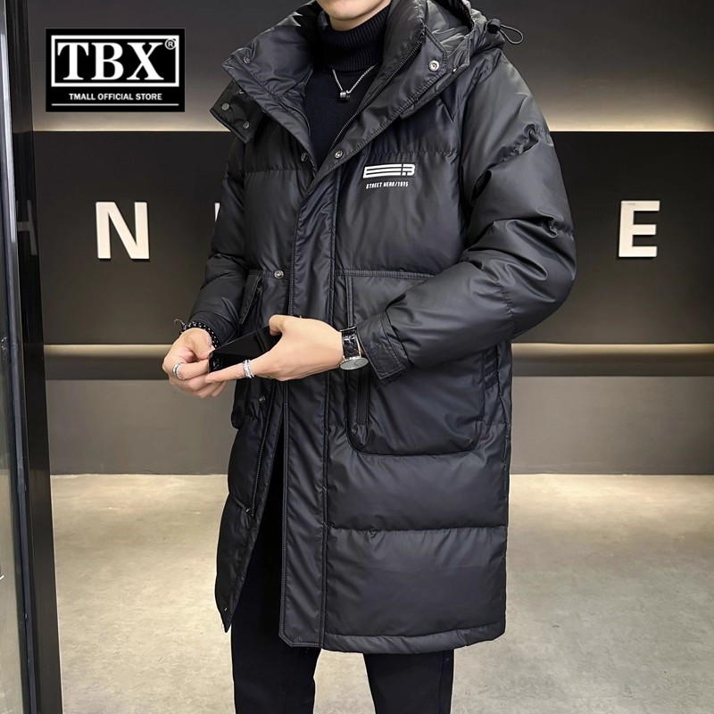 高端中长款羽绒服男士2025新款冬季加厚保暖连帽大衣外套男款冬装