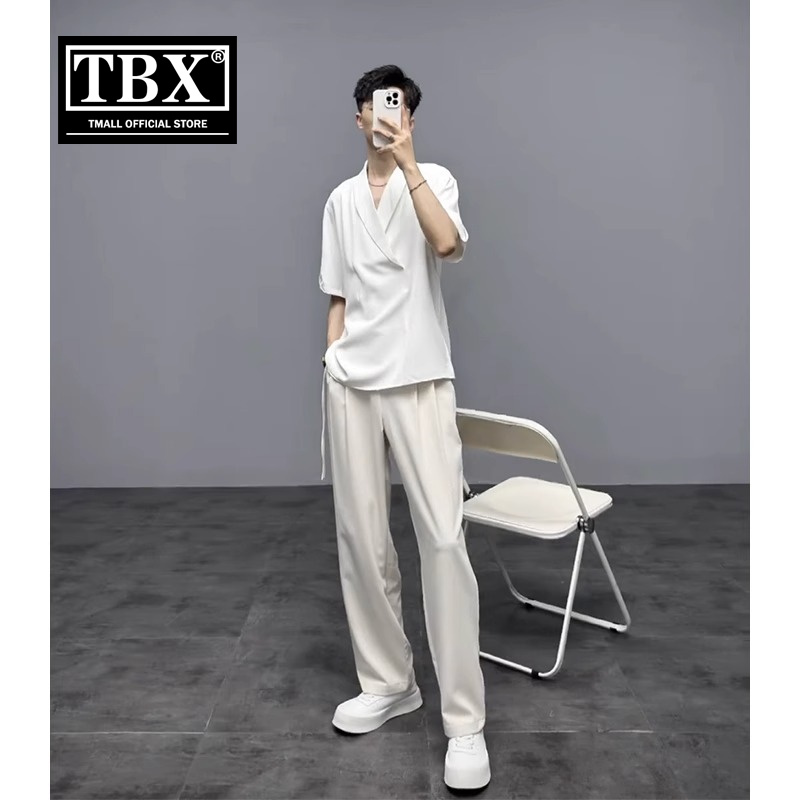 休闲 套装男士春夏季2025新款短袖衬衫高级感痞帅穿搭一套西裤男