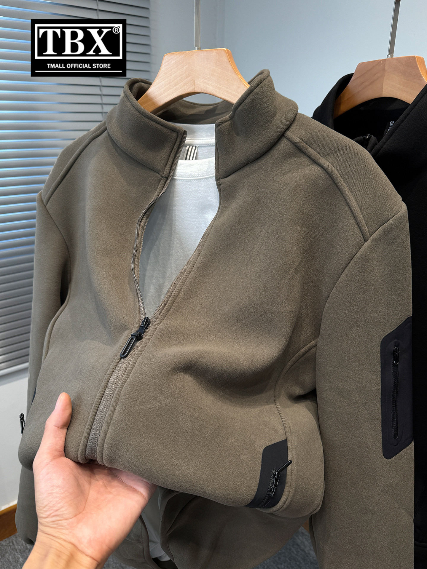 高端奥粒绒外套男士2025新款秋冬季加绒加厚抓绒开衫卫衣夹克男款